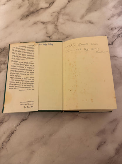 Vintage 1961 New English Bible | First Edition New Testament by Oxford & Cambridge University Press | Green Hardcover | Ref x547
