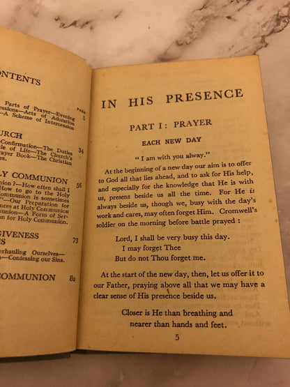1948 Christian Prayer Book In His Presence Vintage Religious Book Small Devotional Book - Ref x520