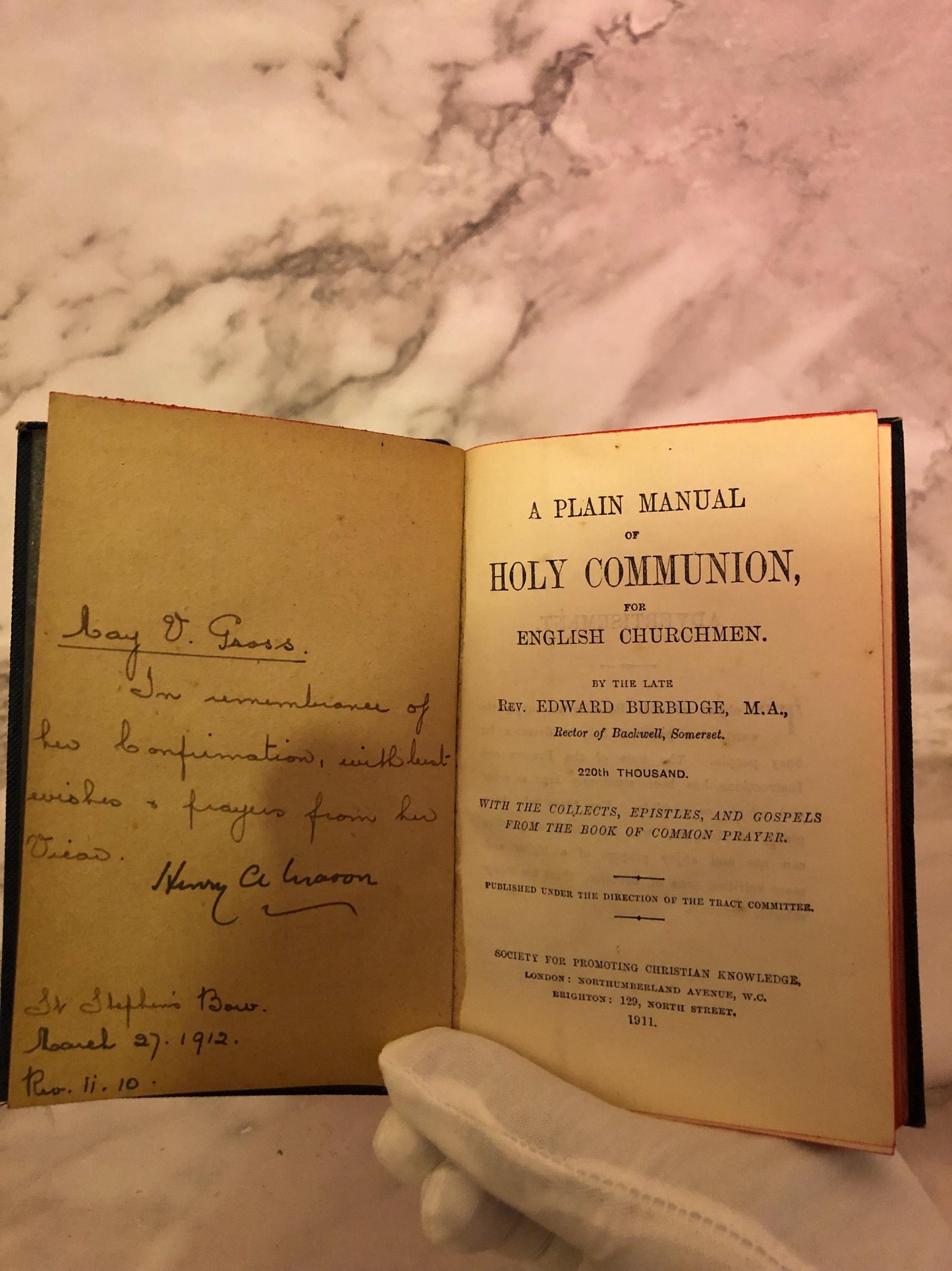 1911 Holy Communion Book Vintage Prayer Book Antique Christian Church Book Collects Epistles Gospels - Ref x511
