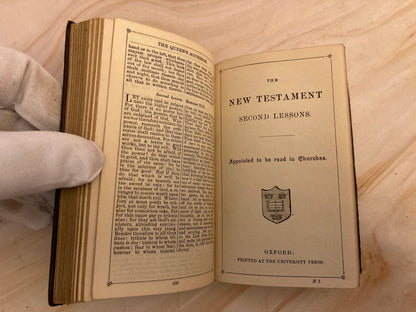 1899 Antique Oxford New Testament Bible Proper Lessons Vintage Leather Bible - (Ref x356)