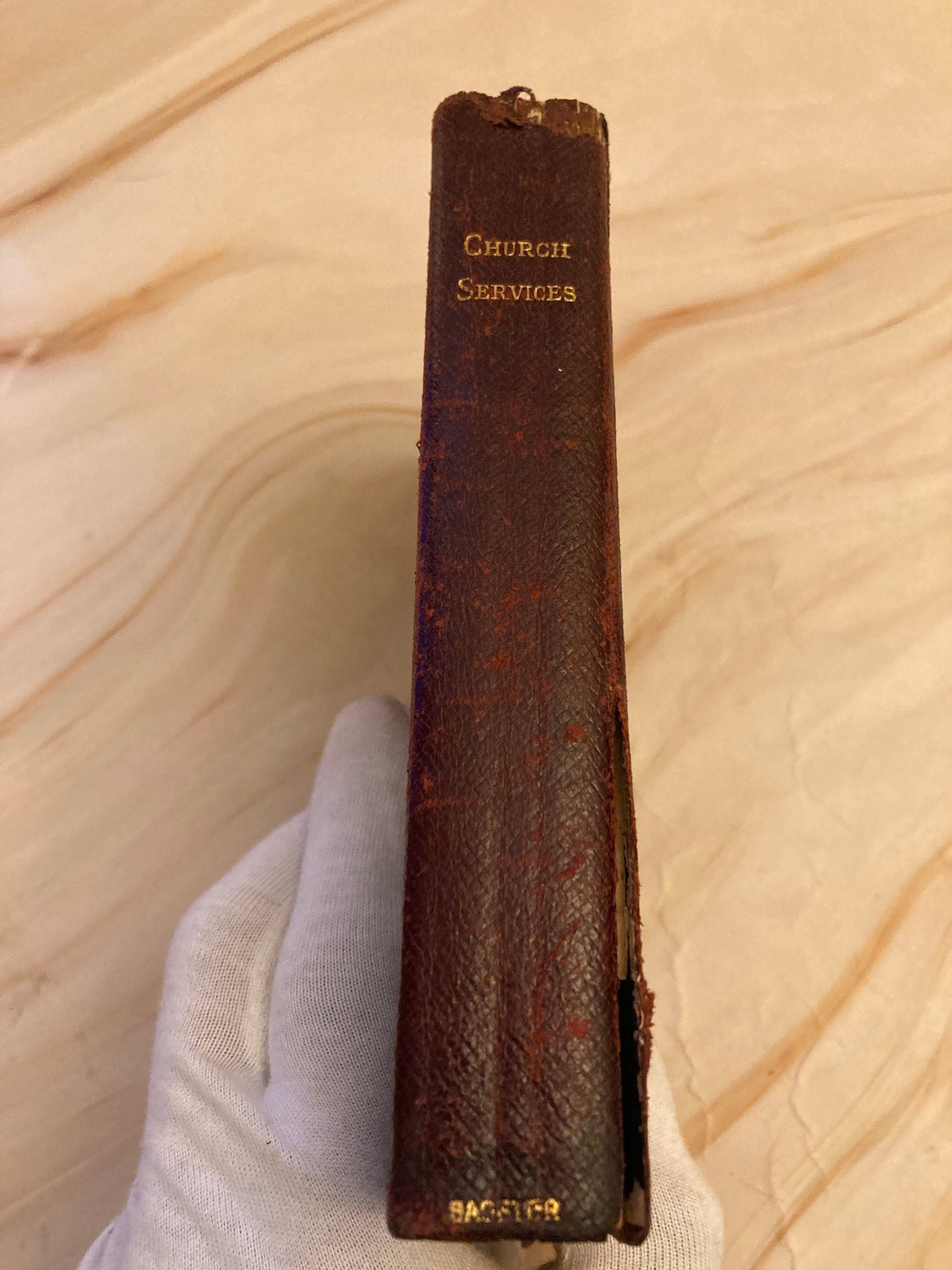 Antique Book of Common Prayer Leather Christian Prayer Book Vintage Church of England - (Ref x351)