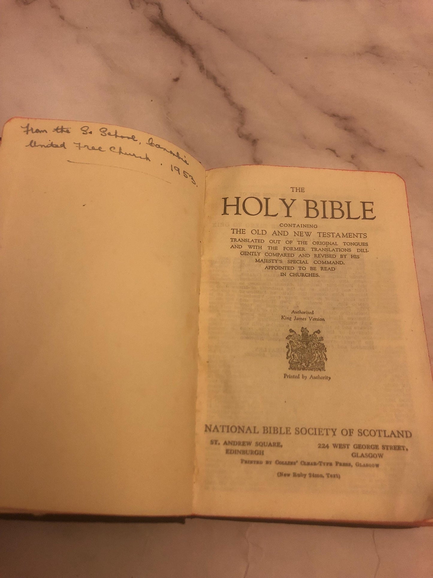 1953 Holy Bible Vintage Christian Bible Old Bible Pocket Bible Collectible - (Ref x471)