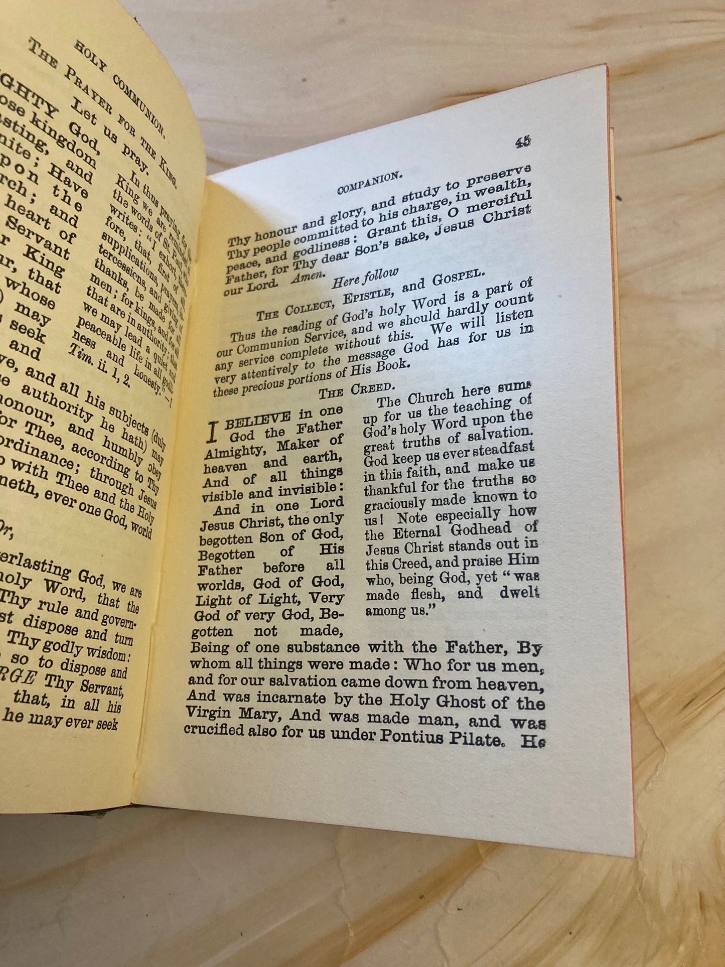 1920 Antique Holy Communion Book Epistles & Gospels Vintage Christian Prayer Book - (Ref x339)