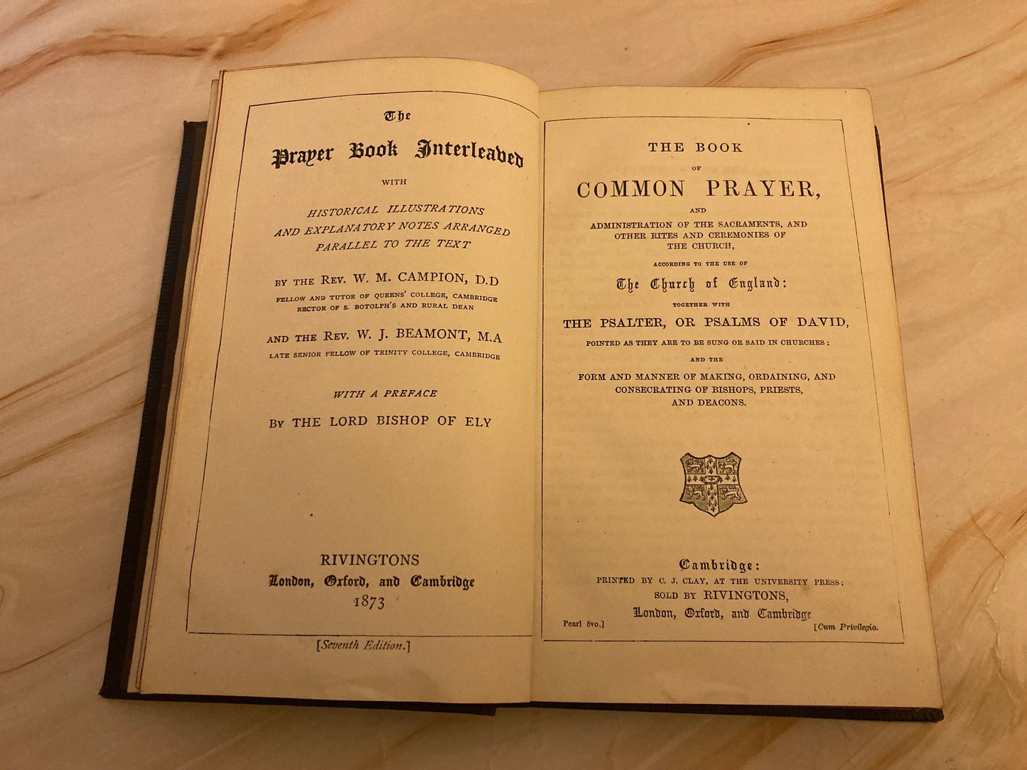1873 Book of Common Prayer – Antique Psalms Book – Victorian Christian Prayer Book - Ref x334