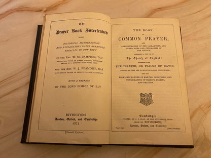 1873 Book of Common Prayer – Antique Psalms Book – Victorian Christian Prayer Book - Ref x334