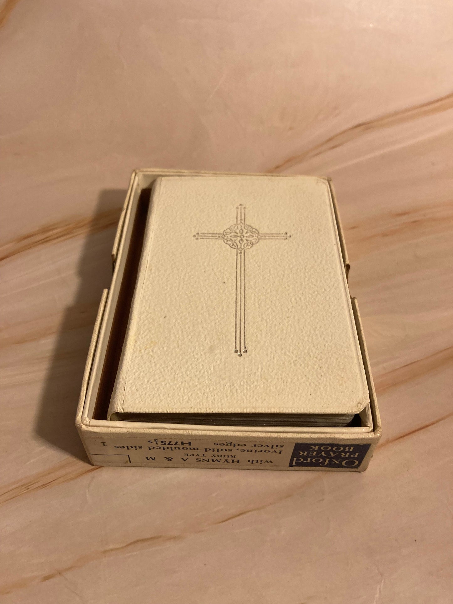 Vintage White Oxford Prayer Book with Case Silver Edges Pocket Christian Gift - Ref x257