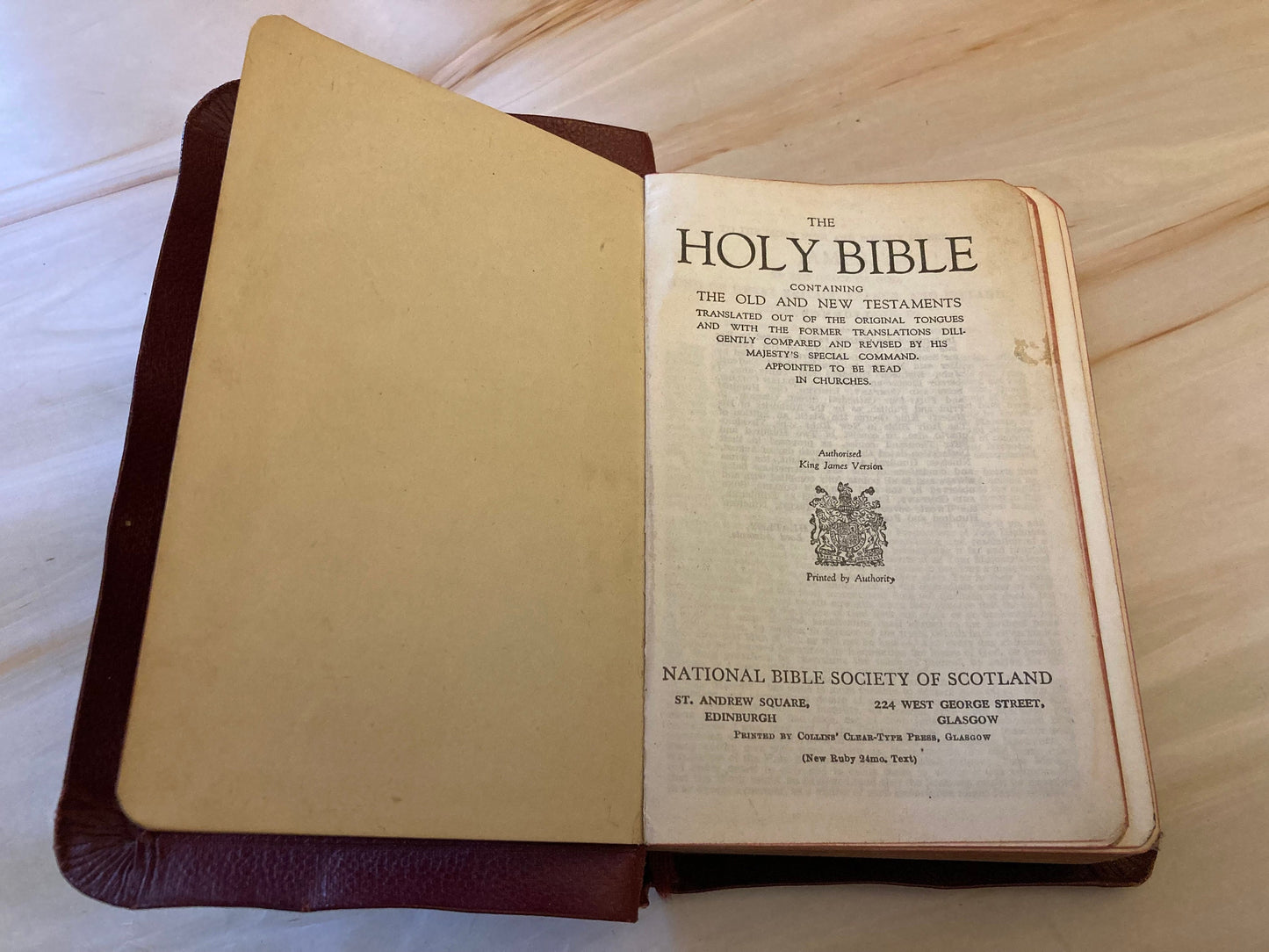 1953 Holy Bible Red Hardcover Vintage King James Version Christian Gift - (Ref X124)