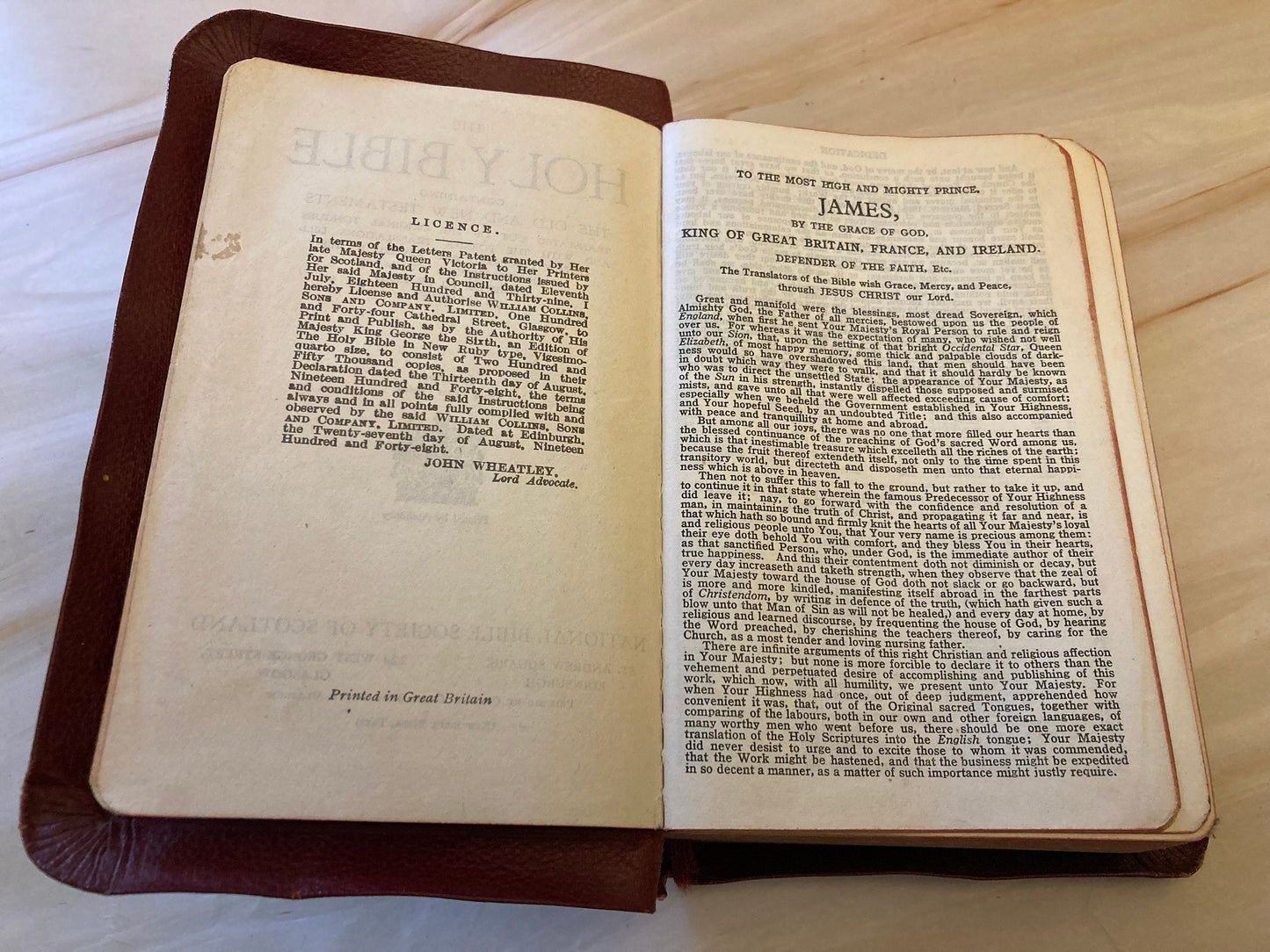 1953 Holy Bible Red Hardcover Vintage King James Version Christian Gift - (Ref X124)