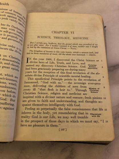 Science and Health with Key to the Scriptures Mary Baker Eddy Vintage Christian Book Religious Study Book - Ref x497