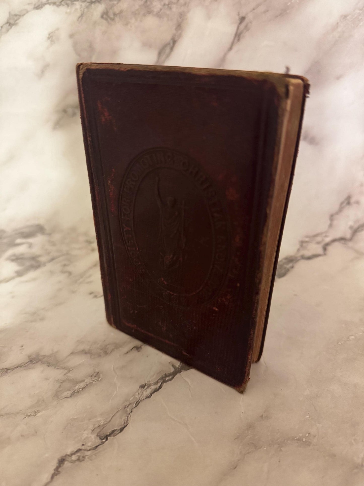 c.1890 Antique Oxford Holy Bible SPCK Victorian King James Bible - Ref x726