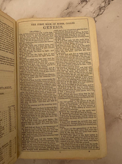 c.1890 Antique Oxford Holy Bible SPCK Victorian King James Bible - Ref x726