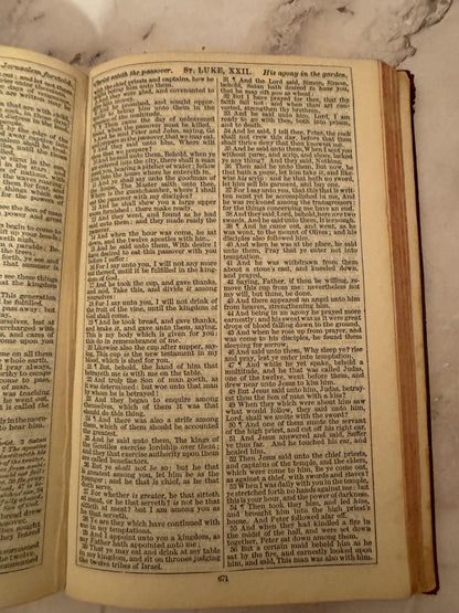 c.1890 Antique Oxford Holy Bible SPCK Victorian King James Bible - Ref x726