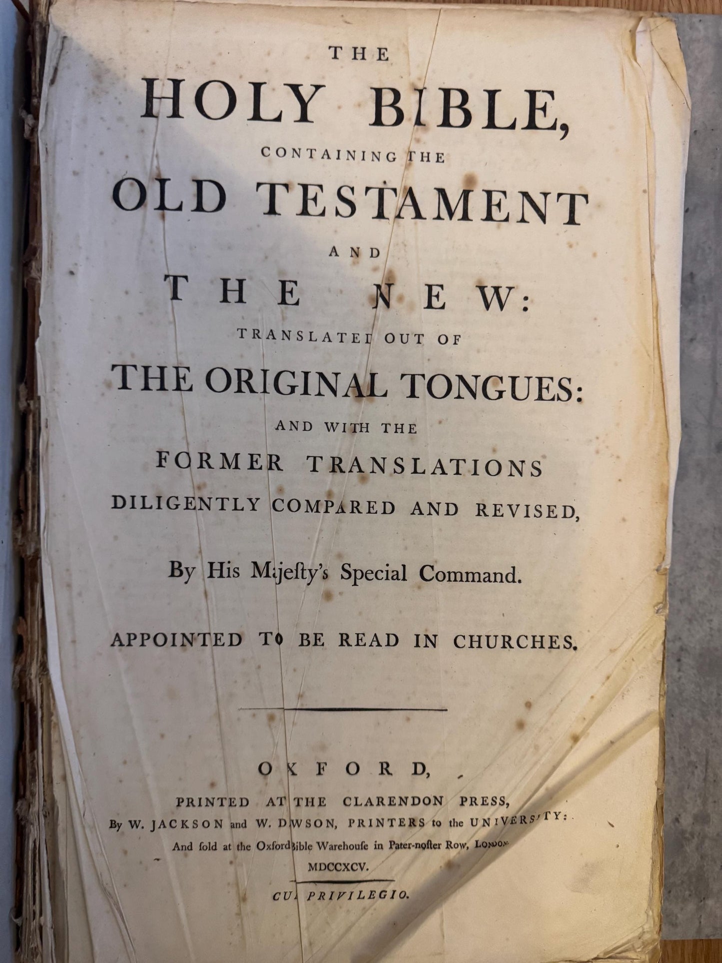 1795 Massive Antique Oxford Holy Bible With Apocrypha Museum Size