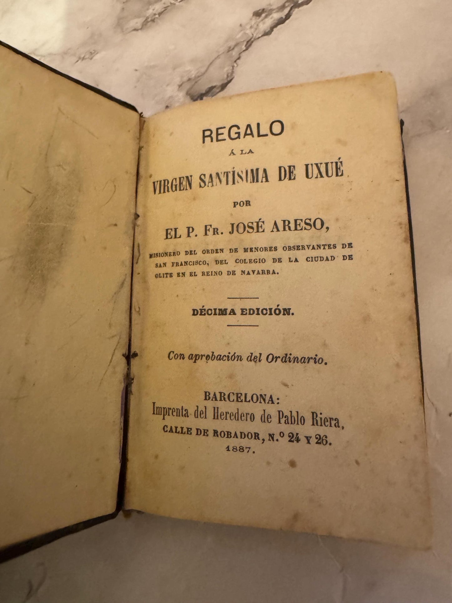 1887 Miniature Spanish Catholic Devotional | Regalo a la Virgen Santísima de Ujué - Ref x724