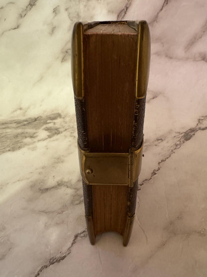 1877 Polyglot Bible Antique Leather Brass Clasp Bible - Ref x723