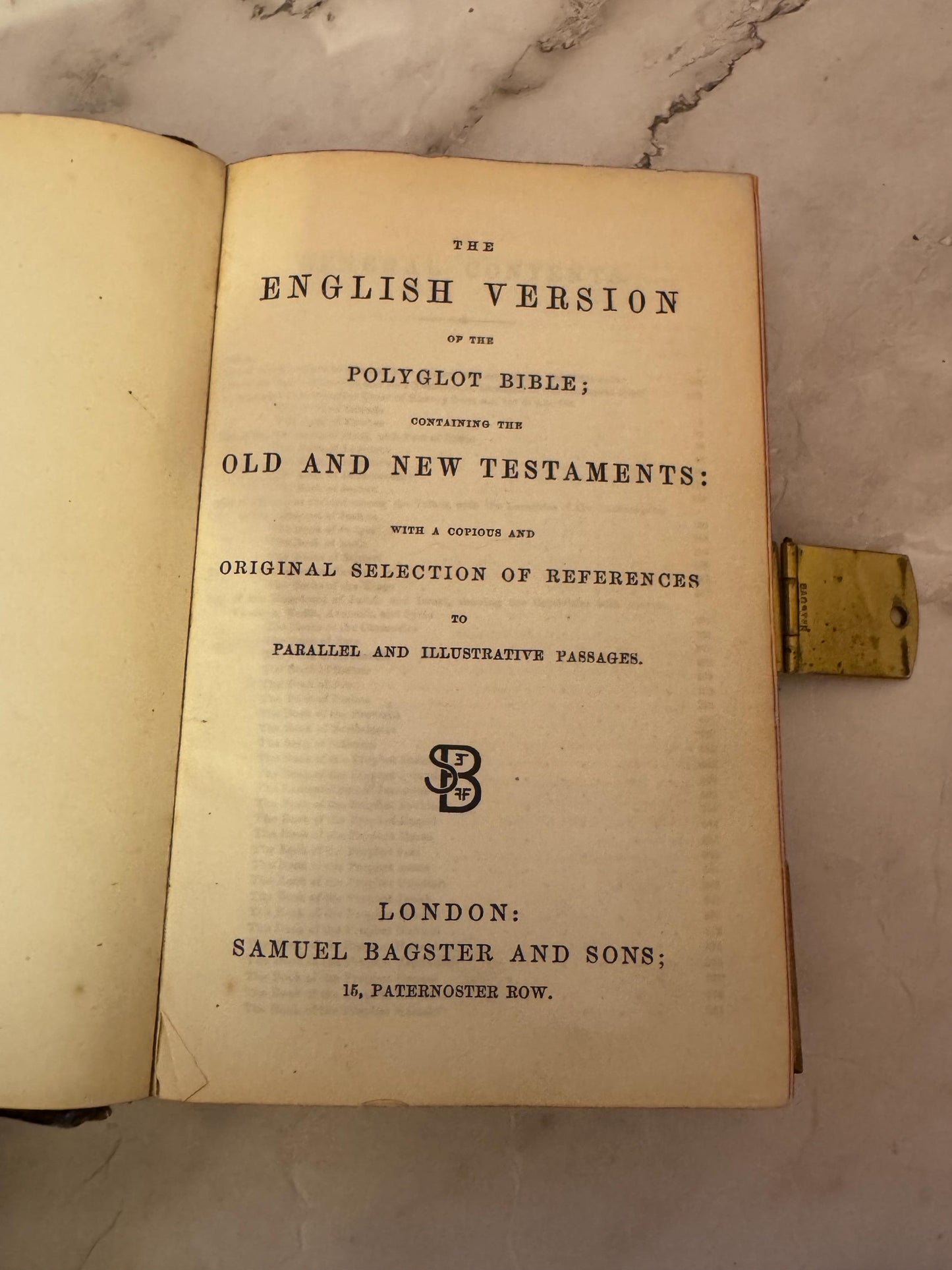 1877 Polyglot Bible Antique Leather Brass Clasp Bible - Ref x723