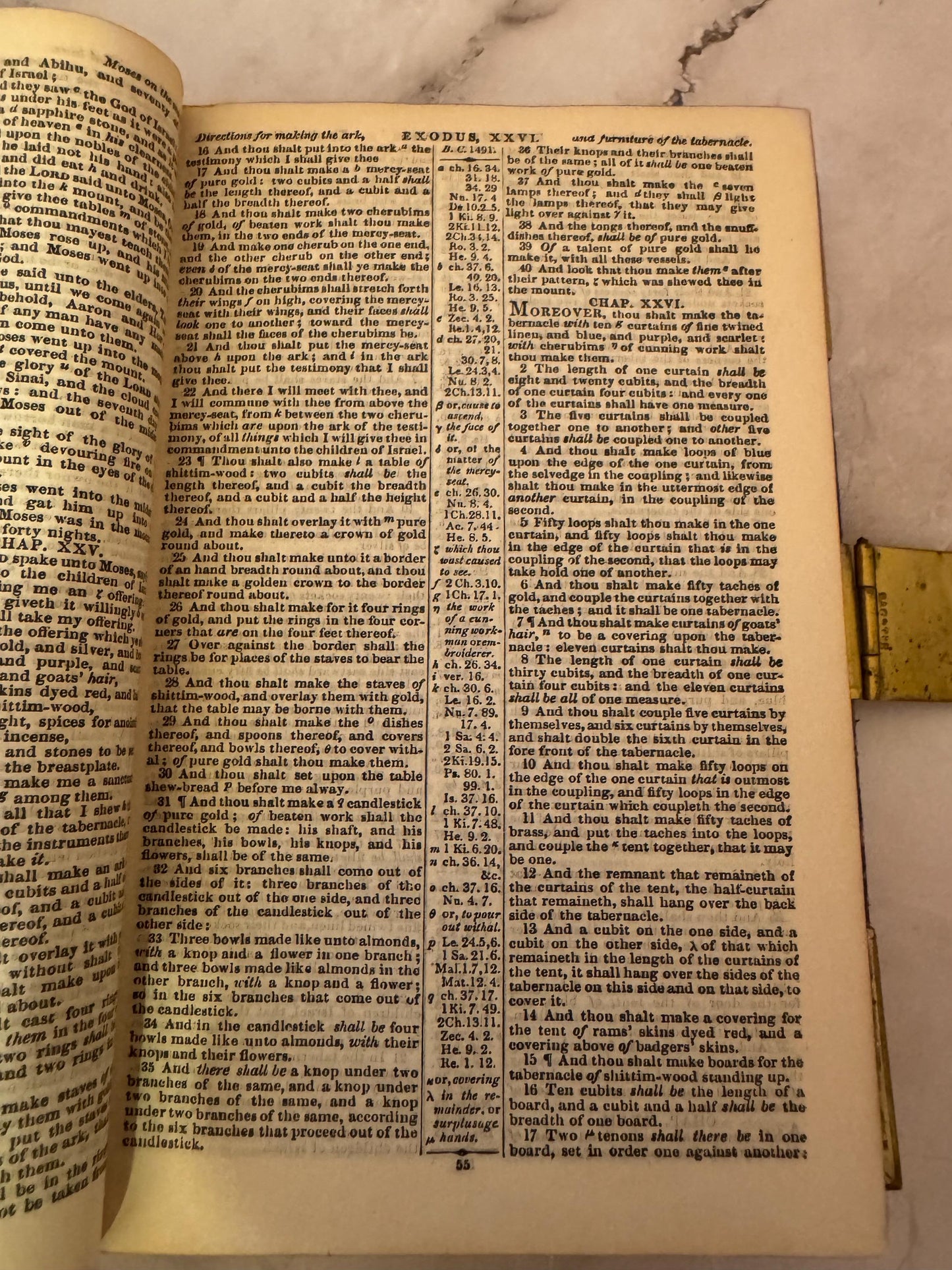 1877 Polyglot Bible Antique Leather Brass Clasp Bible - Ref x723