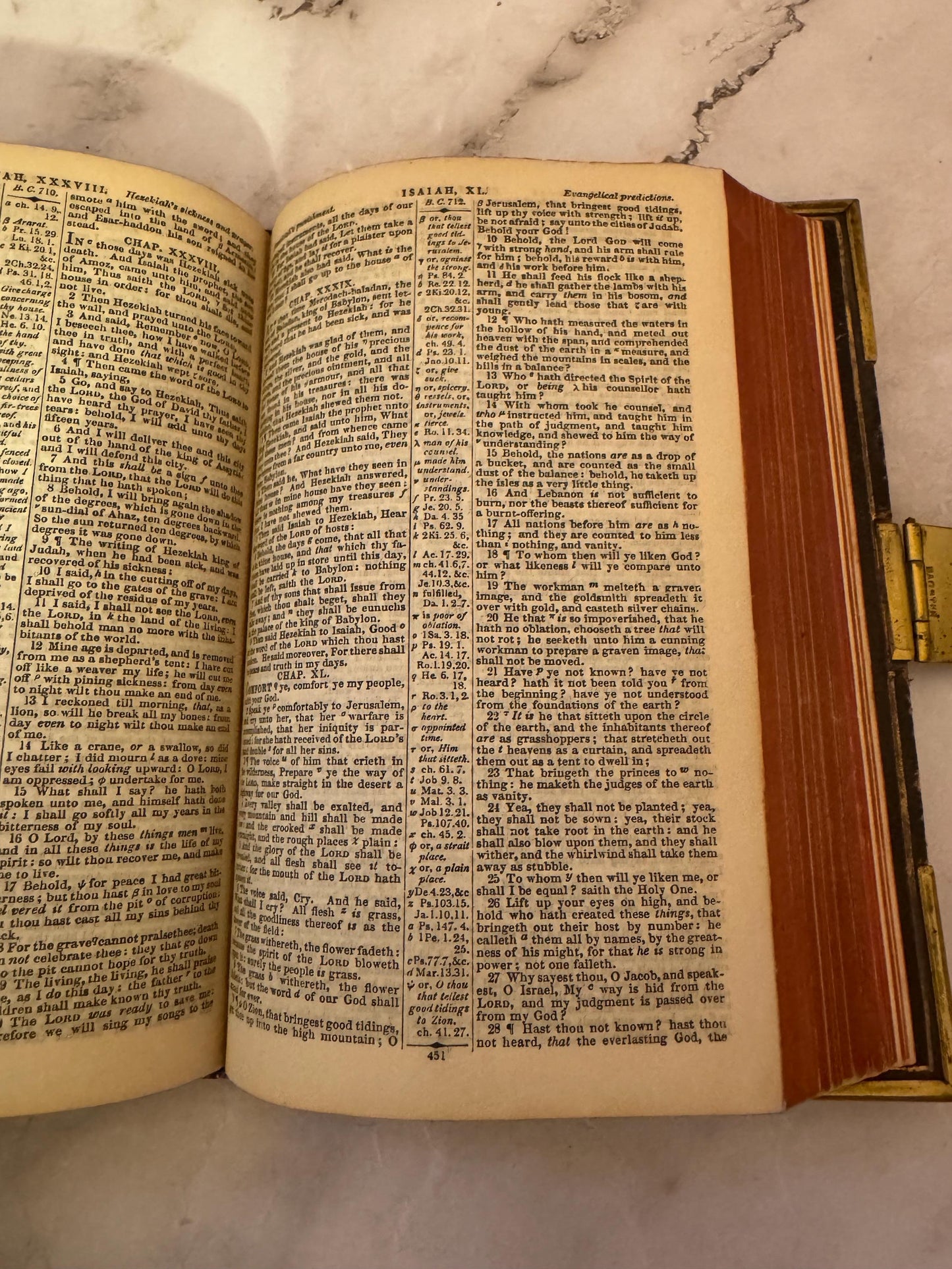 1877 Polyglot Bible Antique Leather Brass Clasp Bible - Ref x723