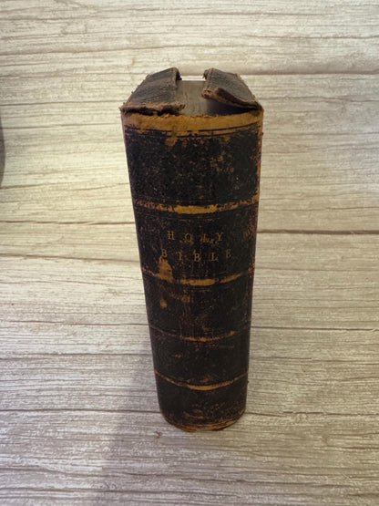 c1800s Antique Holy Bible Oxford University Press Leather Bound Victorian Bible Red Edges - Ref x721