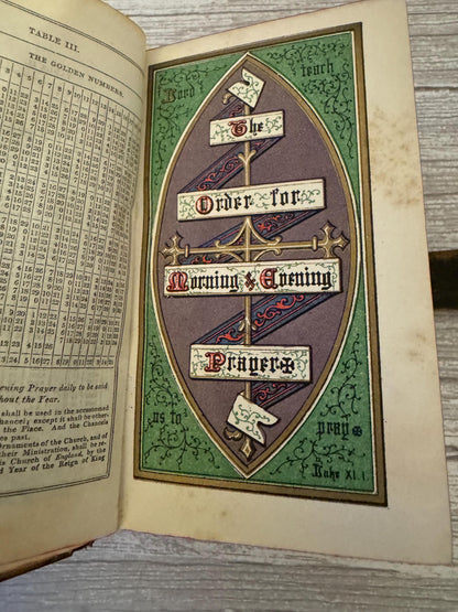 Victorian Holy Bible & New Testament 1864 Book of Common Prayer Brass Clasp Illuminated Leather Bound - Ref x720