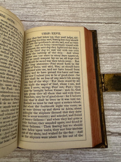 Victorian Holy Bible & New Testament 1864 Book of Common Prayer Brass Clasp Illuminated Leather Bound - Ref x720