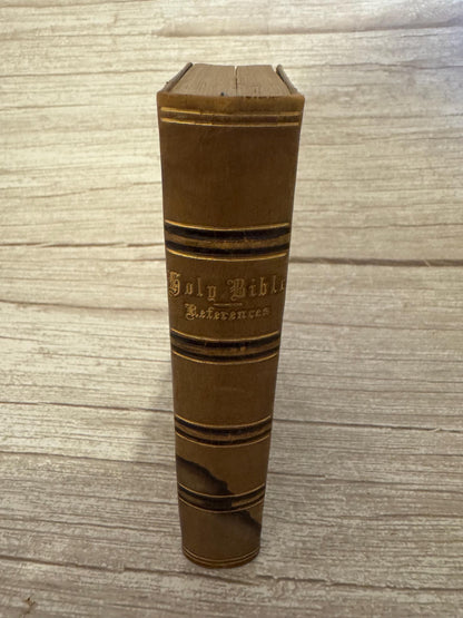 Antique Pearl Reference Bible c.1800s Pocket Bible Maps Leather Bound KJV - Ref x718