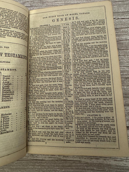 Antique Pearl Reference Bible c.1800s Pocket Bible Maps Leather Bound KJV - Ref x718