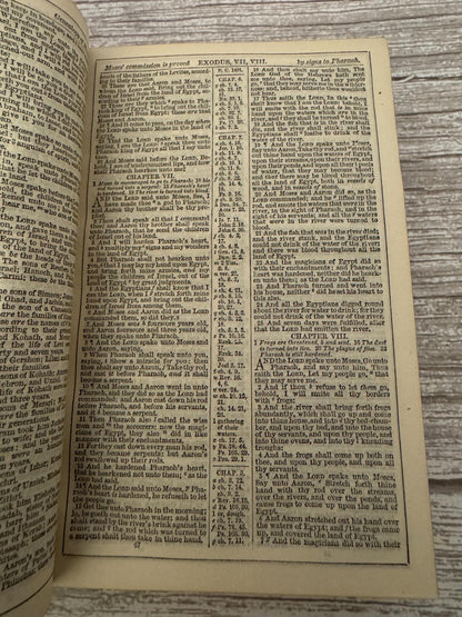 Antique Pearl Reference Bible c.1800s Pocket Bible Maps Leather Bound KJV - Ref x718