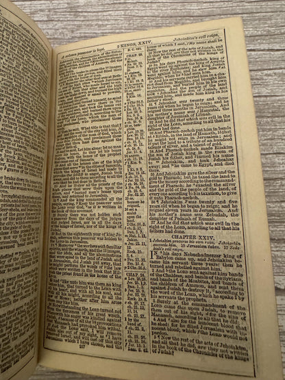 Antique Pearl Reference Bible c.1800s Pocket Bible Maps Leather Bound KJV - Ref x718