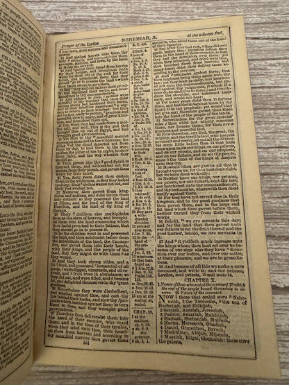 Antique Pearl Reference Bible c.1800s Pocket Bible Maps Leather Bound KJV - Ref x718