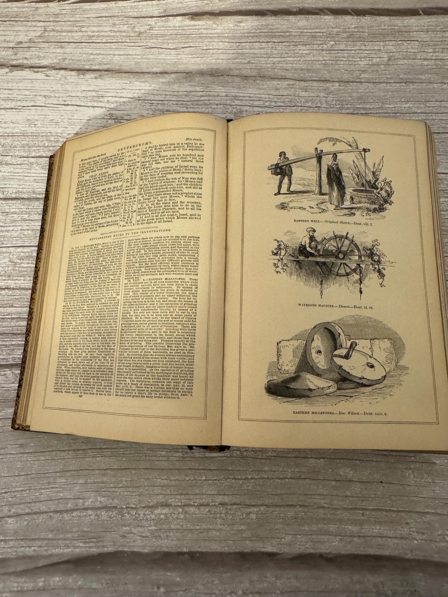 Antique 1850 Illustrated Oriental Bible with Maps - Ref x717