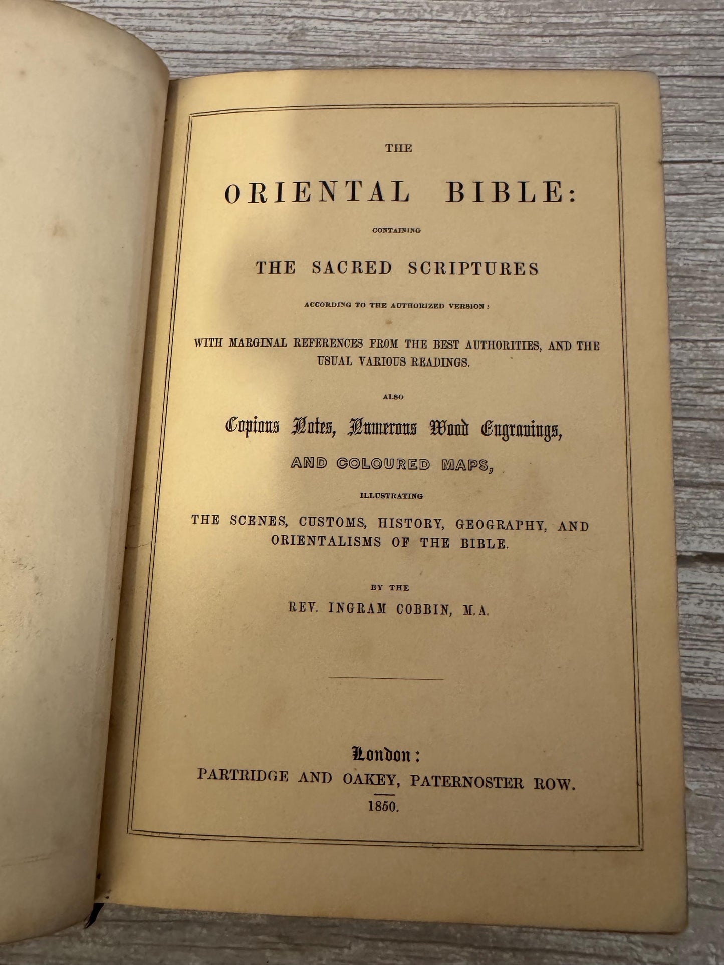 Antique 1850 Illustrated Oriental Bible with Maps - Ref x717