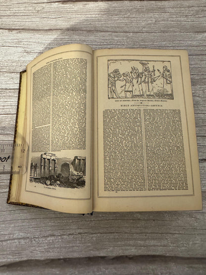 Antique 1850 Illustrated Oriental Bible with Maps - Ref x717