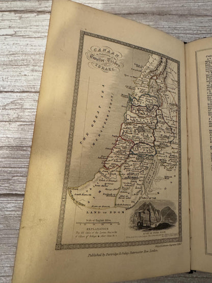 Antique 1850 Illustrated Oriental Bible with Maps - Ref x717