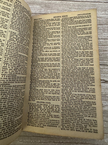 1850 Small Antique Holy Bible Victorian Leather Bound King James Bible - Ref x716