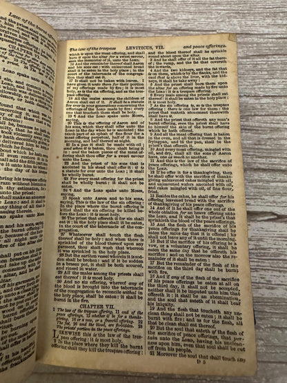 1850 Small Antique Holy Bible Victorian Leather Bound King James Bible - Ref x716