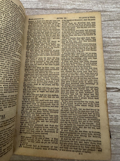 1850 Small Antique Holy Bible Victorian Leather Bound King James Bible - Ref x716