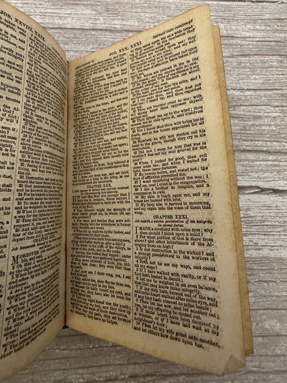 1850 Small Antique Holy Bible Victorian Leather Bound King James Bible - Ref x716