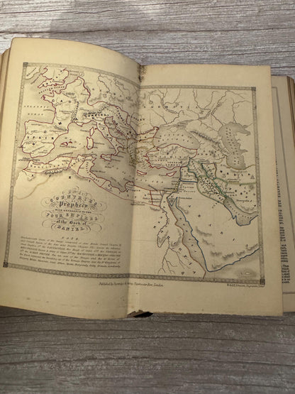 Antique 1850 Illustrated Oriental Bible with Maps - Ref x717
