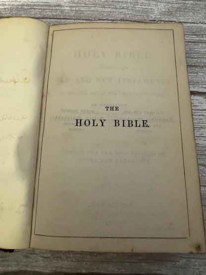 1885 Small Antique Holy Bible Old Testament Revised Version Leather Bound Cambridge Press - Ref x715