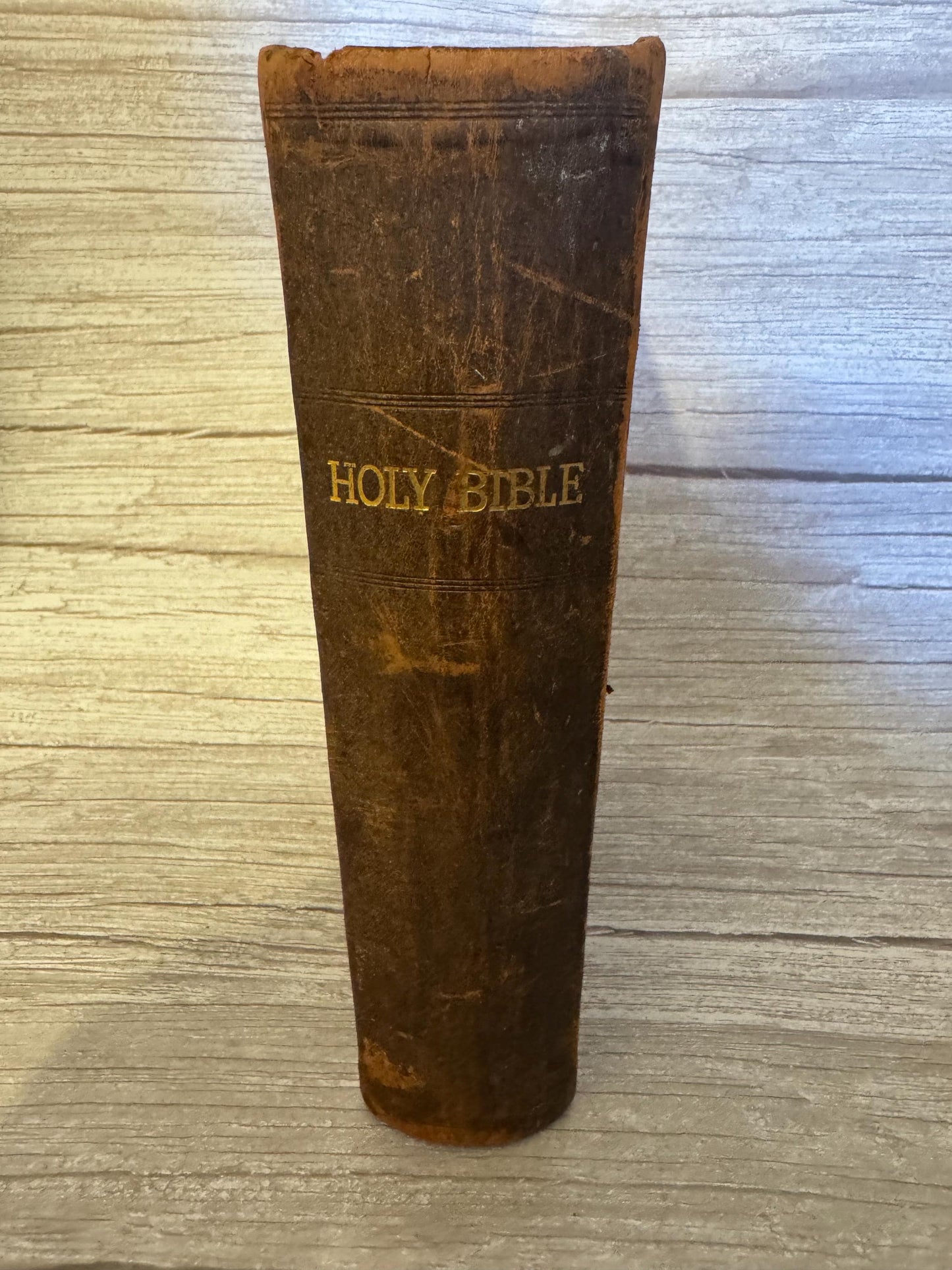 1892 Large Antique Victorian Holy Bible Leather Bound King James Bible - Ref x714