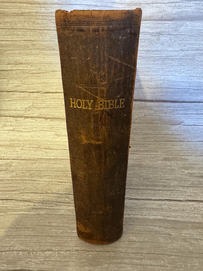 1892 Large Antique Victorian Holy Bible Leather Bound King James Bible - Ref x714
