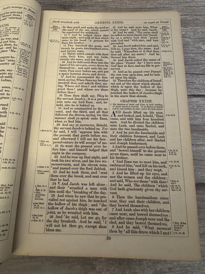 1892 Large Antique Victorian Holy Bible Leather Bound King James Bible - Ref x714