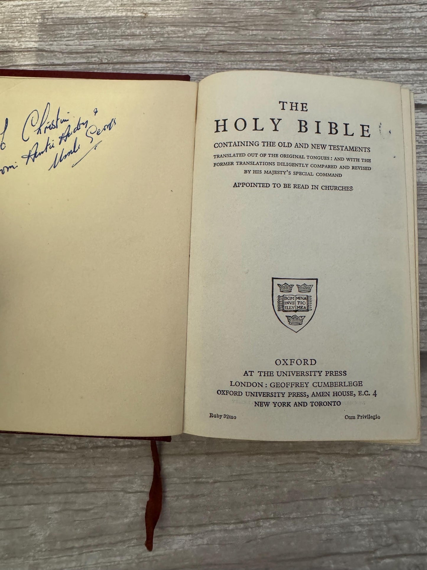 1953 Oxford Miniature Coronation Bible – Queen Elizabeth II Ruby 32mo with Original Box - Ref x713