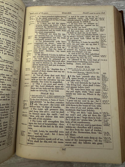 1892 Large Antique Victorian Holy Bible Leather Bound King James Bible - Ref x714