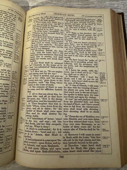 1892 Large Antique Victorian Holy Bible Leather Bound King James Bible - Ref x714