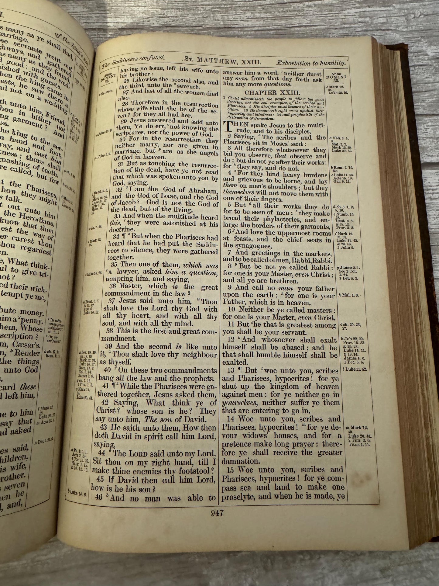1892 Large Antique Victorian Holy Bible Leather Bound King James Bible - Ref x714