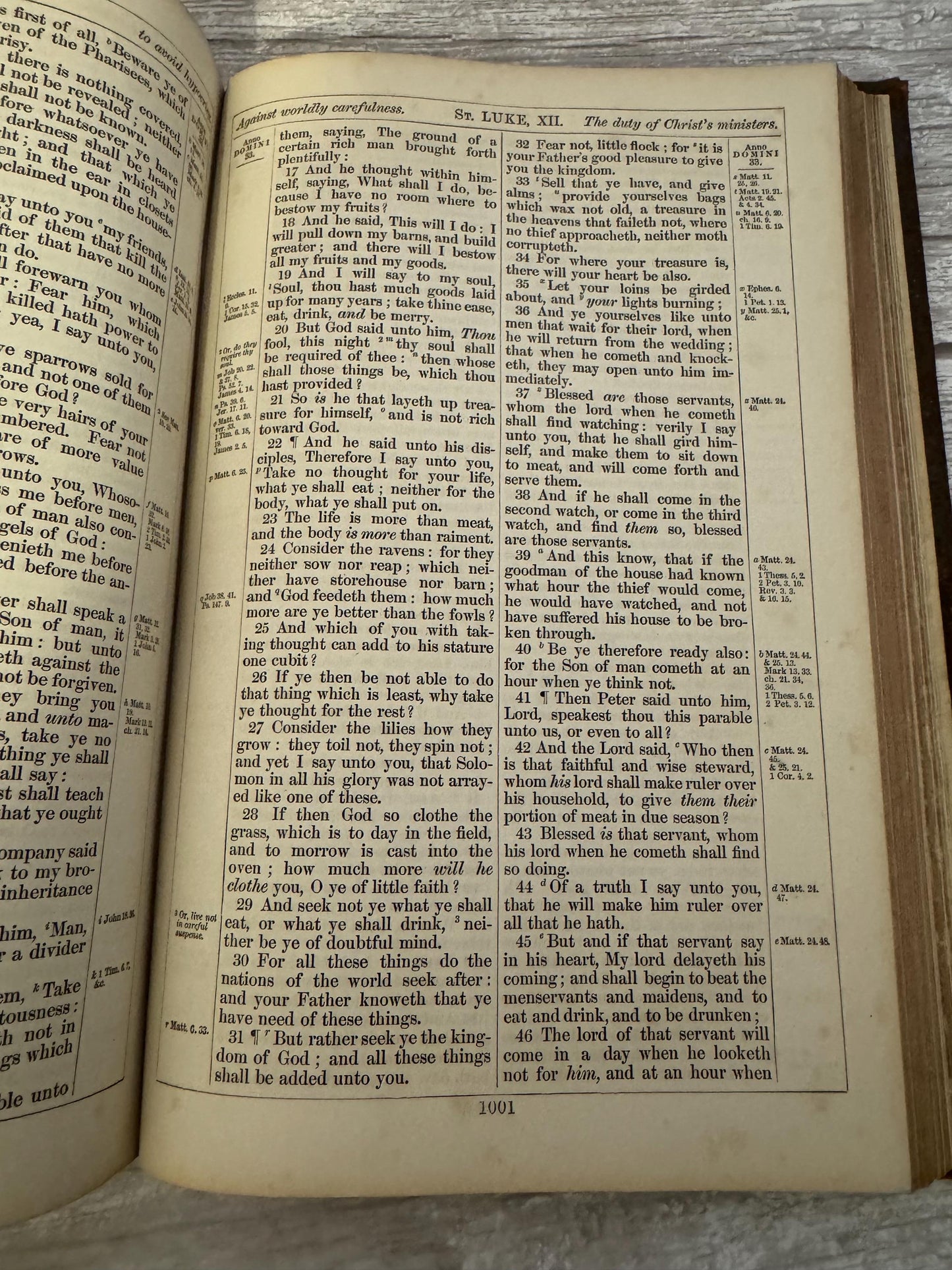 1892 Large Antique Victorian Holy Bible Leather Bound King James Bible - Ref x714