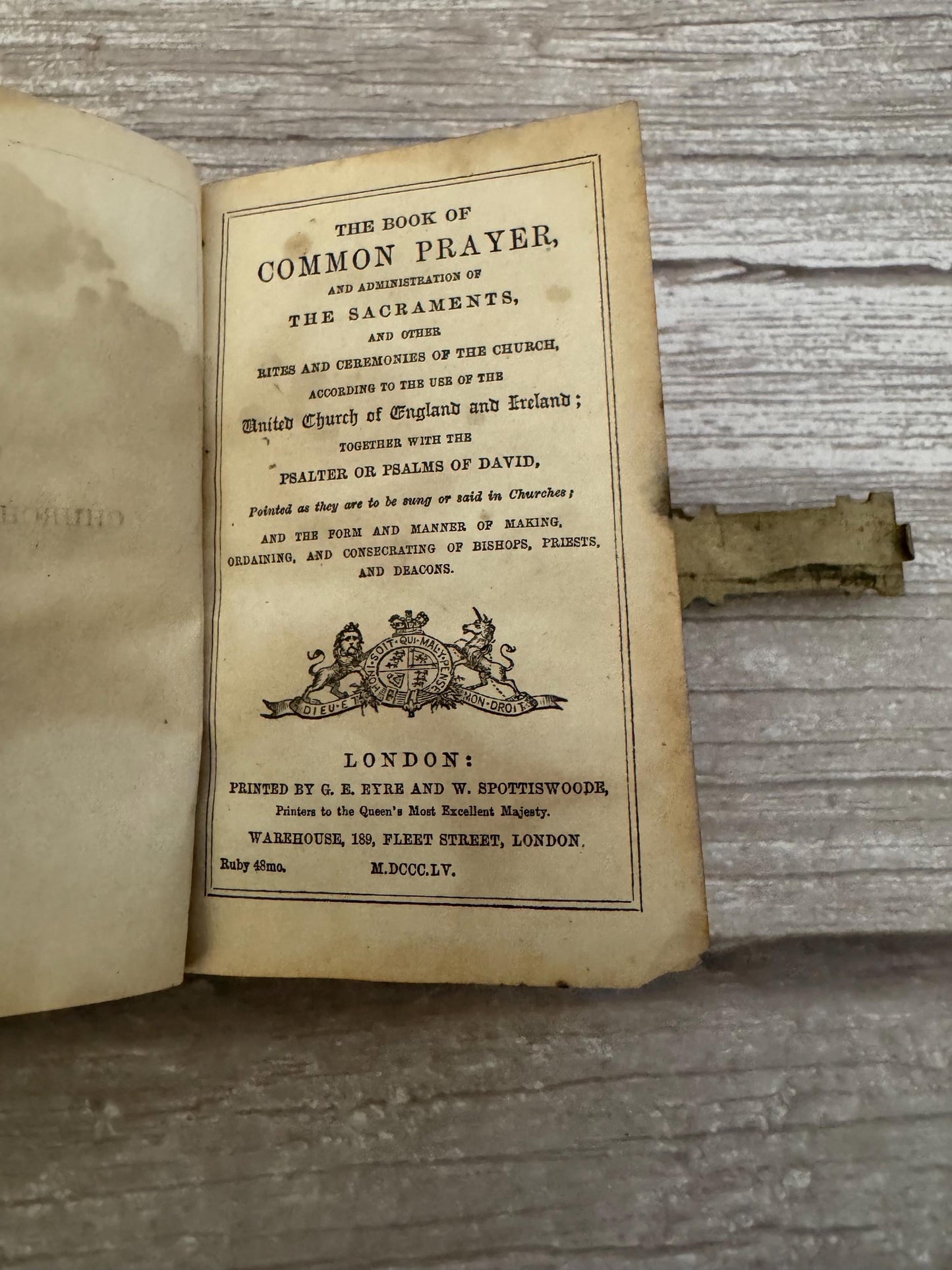 1855 Antique Pocket New Testament Bible & Church Services Prayer Book with Brass Clasp - Ref x712