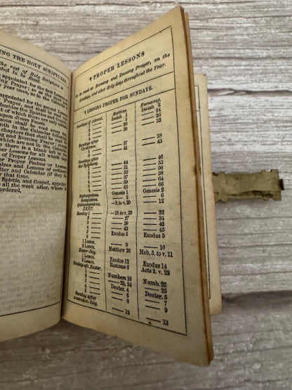 1855 Antique Pocket New Testament Bible & Church Services Prayer Book with Brass Clasp - Ref x712